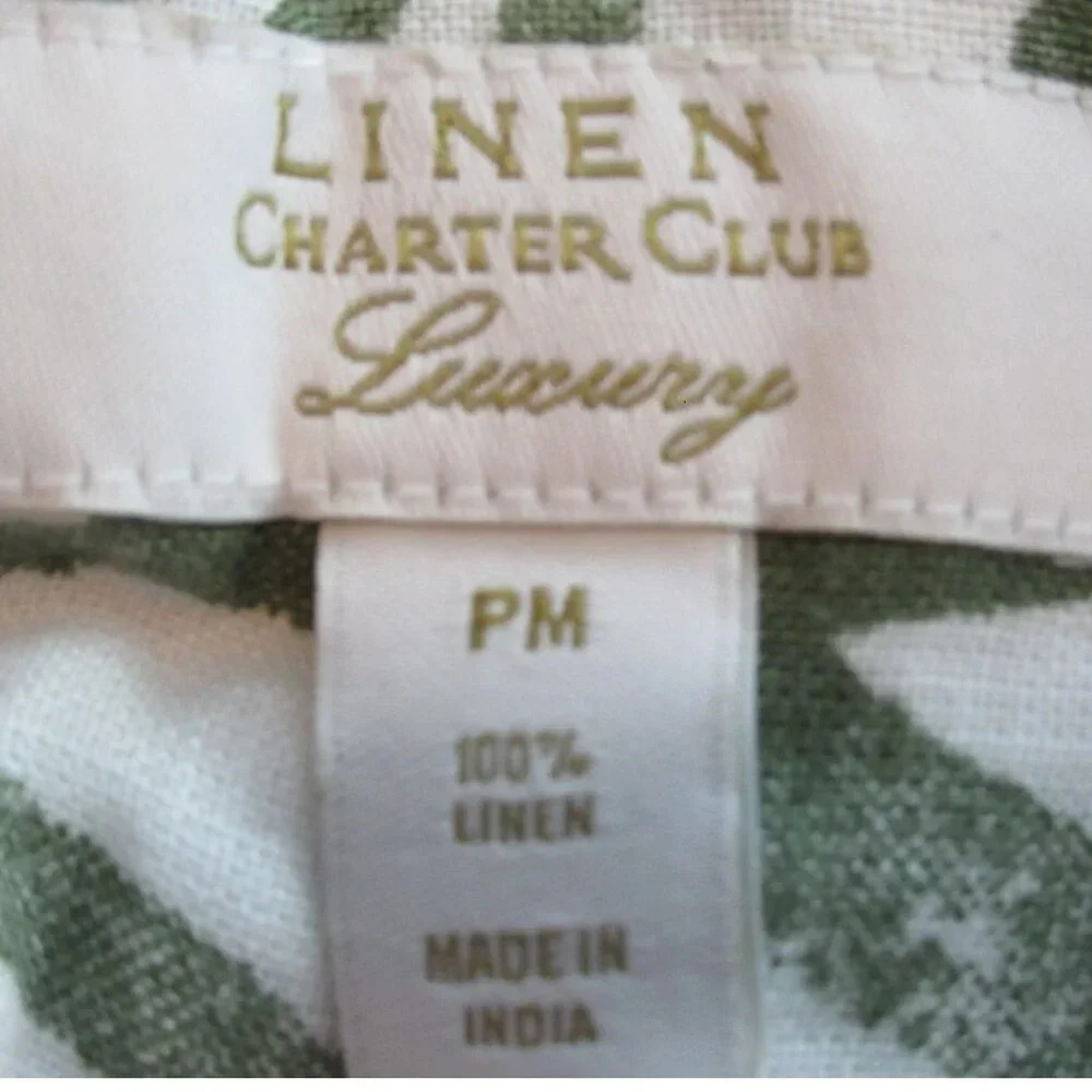 Charter Club Women's Petite 100% Linen Button-Front Shirt, White Green, PM - Picture 3 of 6